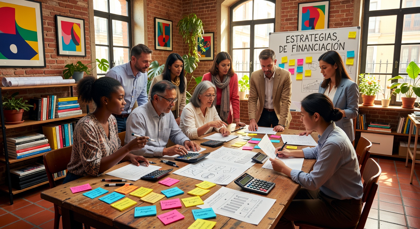 Equipo elaborando plan de negocio